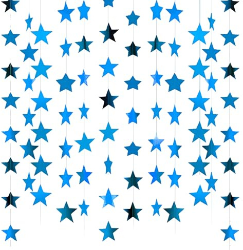 Reflektierende Stern-Papiergirlande, 33 Sterne, hängende Dekoration, Girlande, funkelnde Wimpelkette, Banner, Dekoration für Geburtstag, Urlaub, Hochzeit, Jahrestag, Motto-Party-Dekorationen, Zubehör