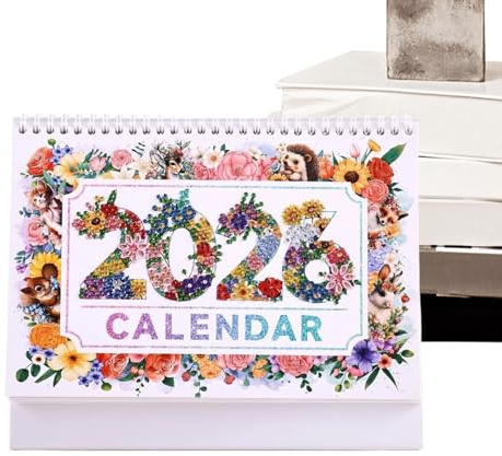 JINGLING Tischkalender 2026 - Tages-Wochen-Monatsplaner,Tier Strassstein Malerei 2026 Schreibtischkalender - Für Heimdekoration Schule Klassenzimmer Stundenplan Lehrer Schüler Planung Weihnachten