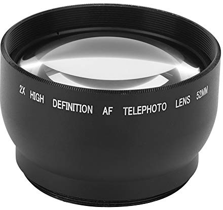 KIMISS Lente de Aumento de Cámara de 52 Mm - Lente de Conversión de Teleobjetivo 2X para de 52 Mm de Diámetro - Vidrio óptico de Aleación de Aluminio Duradero