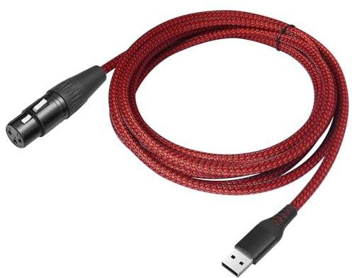 Hsupez XLR auf USB Mikrofonkabe, Type A Stecker auf XLR Buchse Mikrofonkabel, 2M, 3 Polige X-LR Buchse zu USB A Adapter, für PC, Laptop, Aufnahmegeräte-Verbindungen