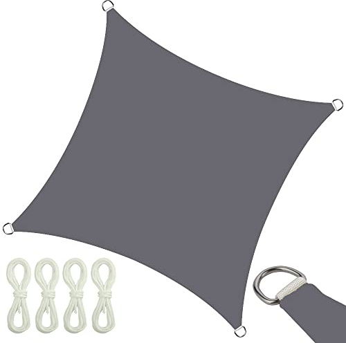 Toldo rectangular impermeable y resistente a los rayos UV, perfecto para patio, jardín, restaurante, cochera (4 x 4 m, gris)