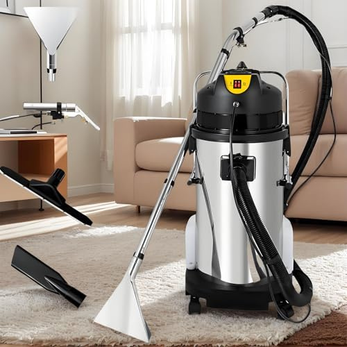 PioMue Machine de Nettoyage de moquettes et Tapis Professionnelle, shampouineuse Portable pour moquettes et Rideaux, Nettoyage Humide et Sec, extracteur de poussière Robuste 20L/5.28gal