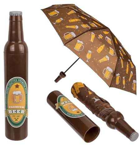 Taschen-Regenschirm in verschiedenen Flaschenformen und Farben | Umbrella – lustiger Geschenkartikel – für Männer & Frauen – Bottle Wine Beer - Regentage – Seaside No.64
