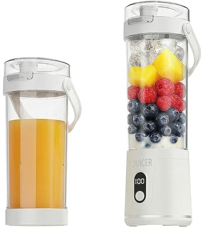 Mixeur Portable, 600 ml Blender Portable avec Ecran Numérique, Rechargeable Blender portable avec 12 Lames pour Shakes Protéinés et Smoothies, Couvercle Aanti-fuites et Bec Verseur