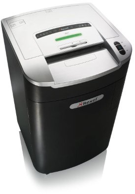 Rexel 2102446 Mercury RLX20 Aktenvernichter (für Großbüros, Partikelschnitt, Manueller Einzug, 115L Abfallbehälter, 20 Blatt Kapazität) schwarz