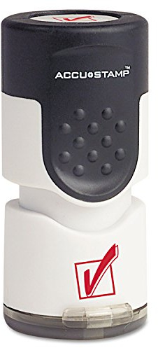 AccuStamp 035658 Pre-Inked Round Stamp, Check Mark, 5/8-Inch Dia, Red