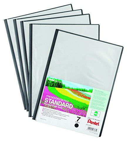 Pentel DCP1407C Recycology Präsentationshefter Standard, 7 Taschen, A4, 1-er Pack, 5 Stück, blau