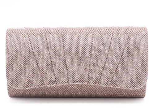 Damara Shimmert Mitte Falten Damen Clutch Handtasche,Champagne