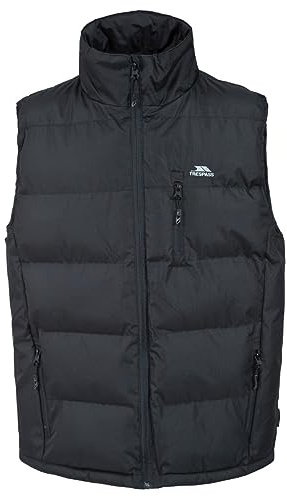 Trespass Gilet imbottito da uomo, con fibbia, nero, XS UK