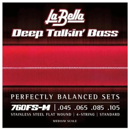 La Bella 760FS-M Deep Talkin' Stainless Steel Flat Wound Standard Medium Scale Bass Guitar String 45-105