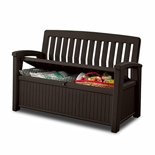 Keter Baúl de jardín Patio Storage Bench, 227 litros, 132,7 x 63,5 x 89,5 cm, grafito