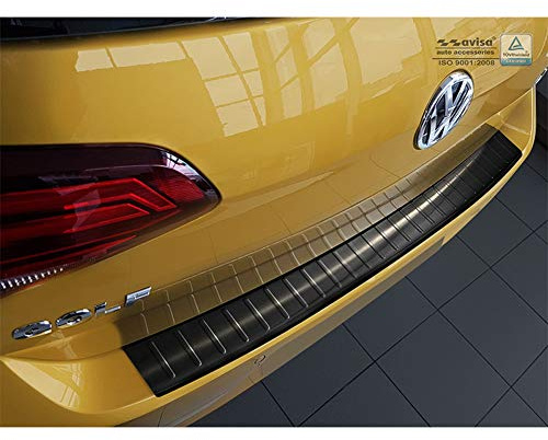 Avisa Edelstahl Heckstoßstangenschutz passgenau | kompatibel mit Volkswagen Golf VII HB 3/5-türer 2012-2017 & FL 2017-2019 - Schwarz
