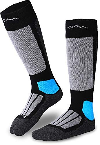 gipfelsport Skisocken für Kinder, Herren und Damen - Dicke Socken aus Merinowolle, warme Merino Snowboardsocken, 1x Paar Skistrümpfe, Schwarz, Größe 42-44