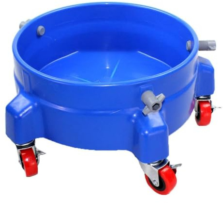 Heavy Duty Car Wash Bucket Dolly with 360° Swivel Casters | Fits 3.5–7 Gallon Buckets | 300 lb Capacity | Soap Holder | Rolling Pail Stand for Auto Detailing |Blue