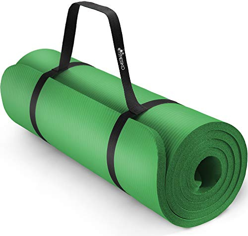 TRESKO® Yogamatte Rutschfest & Gepolstert mit Tragegurt 185x60 & 190x100 cm | Gymnastikmatte Phthalatfreie | Hautfreundliche Pilatesmatte 0,8-1,5cm hoch | Dicke Fitnessmatte Gym Yoga Matte Indoor/Outdoor