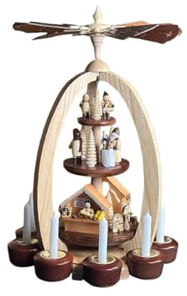 Erzgebirge Palast 3-stöckige Pyramide Weihnachtsmarkt - Exklusiv - 44 cm