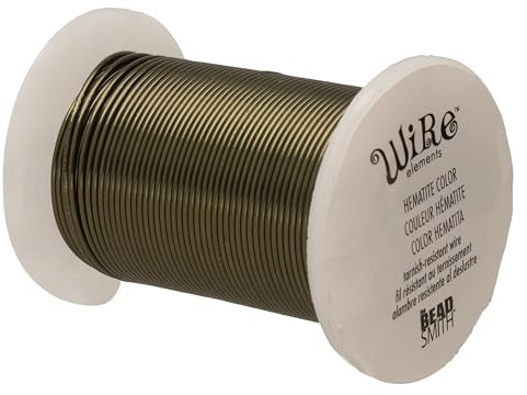The Beadsmith Wire Elements 24-Gauge Lacquered Tarnish-Resistant Copper Wire for Jewelry Making, 30 Yard, 27.43 Meter Spool (Hematite Color)