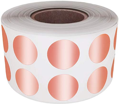 Royal Green Sticker Rosé-Gold 13 mm runde Aufkleber - Größe 0,5 Zoll Klebepunkte im 1080 Pack