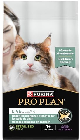 PURINA PRO PLAN | Liveclear | Chat Adulte | Stérilisé | Croquettes Riches En Dinde | Réduit activement les allergènes présents dans les poils de chat | Sac | Lot de 1 x 1,4Kg