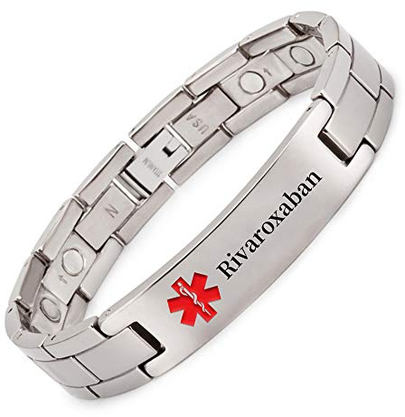 YINOX Magnetiskt medicinskt varningsarmband för män med superstarka magneter 22 cm/13 mm, 22 cm, Titan, Ingen ädelsten