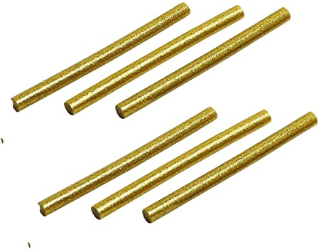 6x Heißklebesticks Glitzer 11mm x 10cm GOLD zum Basteln Dekorieren Kleben für Heißklebepistolen (6x Gold)