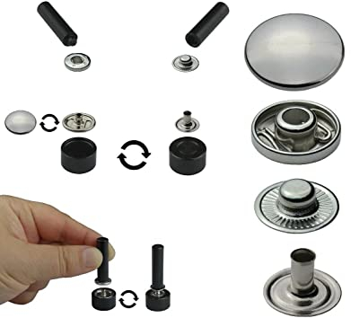 50 Stück 12,5 mm Druckknöpfe S-Feder inklusive Werkzeug Snaps Buttons Metallknöpfe rostfreie Knöpfe (Silber nickelfrei)