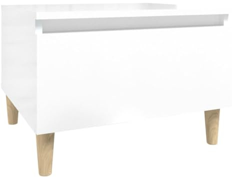 vidaXL Sidobord vit högglans 50x46x35 cm konstruerat trä, avlastningsbord, sido bord, små bord, småbord, avlastnings bord, vardagsrums bord