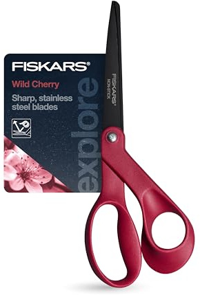 Fiskars 8 Non-Stick Designer Explore Collection Scissors, Wild Cherry