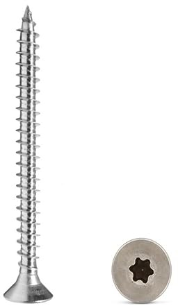 Zapados® Spanplattenschrauben, A2 Edelstahl, Torx TX, Senkkopf, Vollgewinde, Holzschraube, Schrauben (6 x 90 mm, 50)