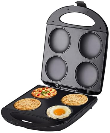 KEULEN Mini Padella per Pancake, Piastra Antiaderente per Torte, Macchina per Crepe da Tavolo a 4 Fori, Macchina per Arepa Elettrica, Piastra Riscaldante su Entrambi I Lati, per Cucinare Uova Fritte