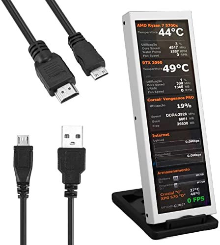 VBESTLIFE Monitor de Temperatura de Computadora de 7,9 Pulgadas, Panel de Monitor de Temperatura de Datos IPS CPU GPU SSD, Mini Pantalla Secundaria para Placa de Controlador de Hardware