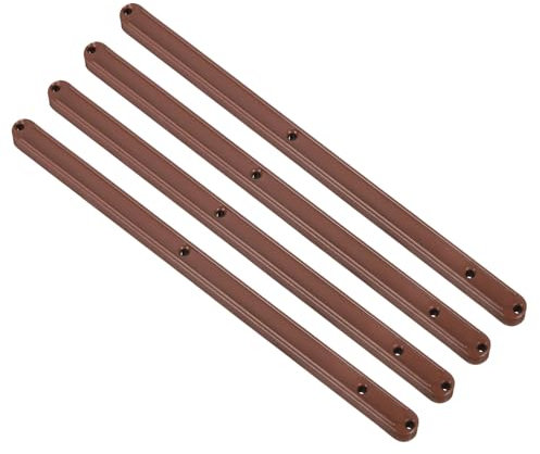sourcing map Guías para Cajones, 4 Unidades de 300 mm - Raíles de Plástico para Cajones, Montaje Lateral Con Guías Acanaladas para Armarios, Mesitas de Noche, Cómodas (Marrón)