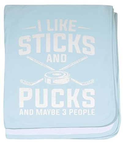 CafePress Hockey Player I Like Pucks and Sticks Baby Blanket, Super Soft Newborn Swaddle