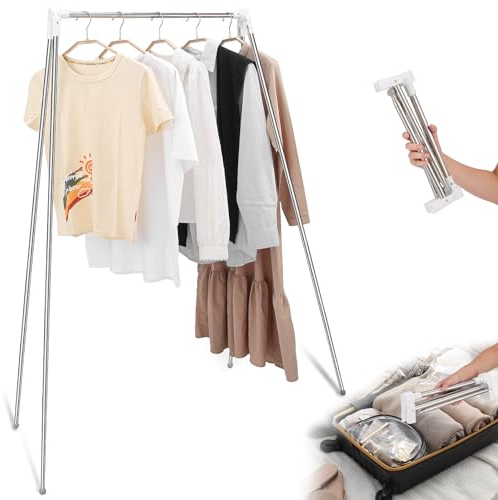 Idong Tragbarer Wäscheständer aus Edelstahl, 32-73 cm einziehbarer faltbar Wäscheständer für Camping, Reisen, Outdoor, Wäscherei zu Hause usw. EIN zusammenklappbarer Mini-Reisekleiderständer