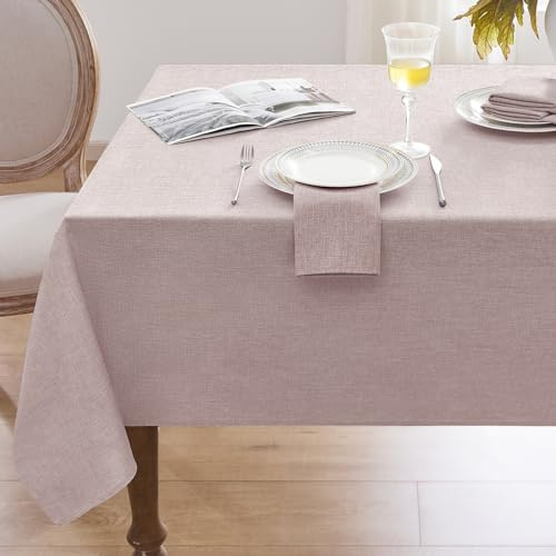 Softalker tischdecken abwaschbar 140 x 100 cm tischdecke leinenoptik tischtuch Wasserabweisende tischwäsche gartentischdecke Table Cloth für Outdoor, Camping, Hochzeiten, Geburtstag (Braun Taupe)