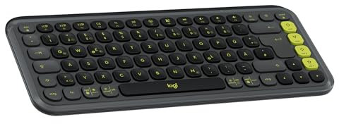 Logitech POP ICON KEYS kabellose Bluetooth-Tastatur, komfortables Tippen, programmierbare Tasten, Easy-Switch zwischen bis zu 3 Geräten, für Notebook, Tablet, PC, Deutsches QWERTZ-Layout – Grafit