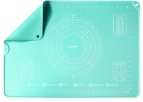 U-Taste Flüssigsilikon-Backmatte 50x70 cm Extra Große, Aqua Sky | Gebäckmatte Antihaftbeschichtetes Teig-Rollmatte kneten mit klaren Maßen für die Herstellung von Keksen Pizza Fondant
