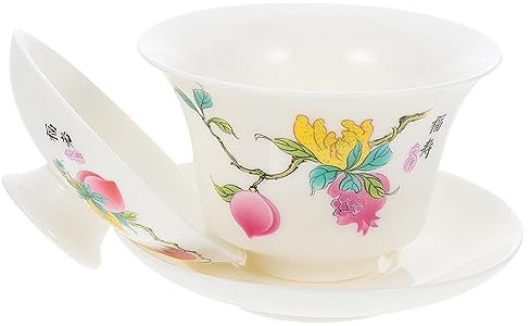 LABRIMP Tazza Da Tè Cinese Sancai Con Coperchio Ciotola Multifunzionale Per Tè e Oolong Per Cerimonie Teali e Eventi Speciali Porcellana Elegante Per Casa e Ristoranti