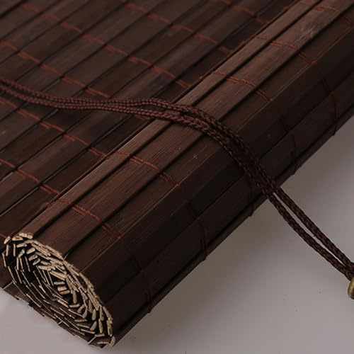 MZZHEDIE Natürliche BambusRollo,Vintage-Bambusvorhang,Römische Rollos Holzrollo Jalousie,Atmungsaktive Verdunkelungsrollos,Sichtschutz,für Fenster Und Türen,Balkon,Garten (W140×H160cm(55×63in))