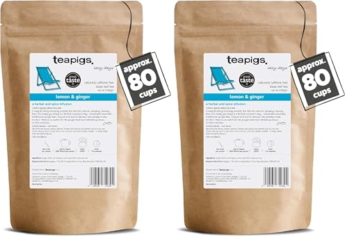 Teapigs Lemon & Ginger Herbal Loose Tea Made With Whole Leaves (2 Pack of 200g Loose Tea)