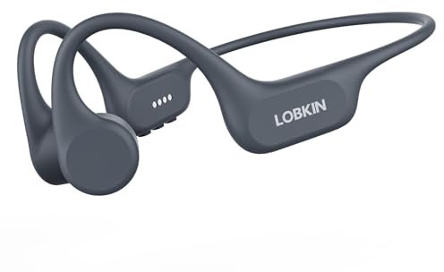 LOBKIN Swimming Headphones Underwater, Bone Conduction Headphones Bluetooth 5.4, IP68 Waterproof Wireless Open Ear Earbuds with Mic, 32GB MP3 Player Memory for Swimming, Running, Cycling, Grey