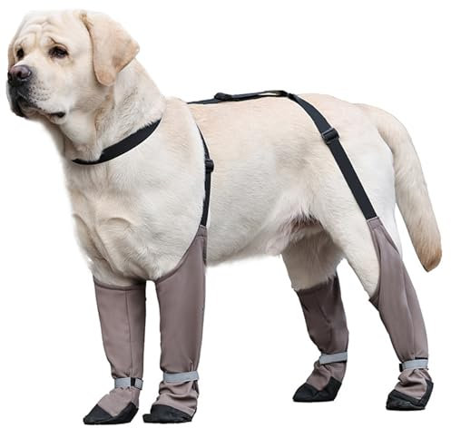 BEAHING Hundeschuhe, wasserdichte Hundeschuhe Anti-Rutsch-Hundeschuhe reflektierende Hundestiefel & Pfotenschutz mit verstellbaren Gurten Hundefuhe für heiße Bürgersteig