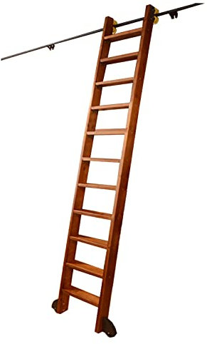 XEXENAMU Rolling Library Ladder Sliding Ladder Rail Track Hardware Kit Heavy Duty Slide Rails Rolling Ladders for Bookshelf Warehouse Bar Closet Set, for Home Office (No Ladder) (Size : 10
