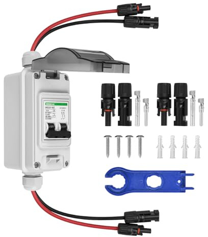 TEOV DC Trennschalter Solar PV, 2P 16A 1000V Leistungsschalter mit Kabel IP65 Wasserdicht Trennschalter für Solar PV Anlage