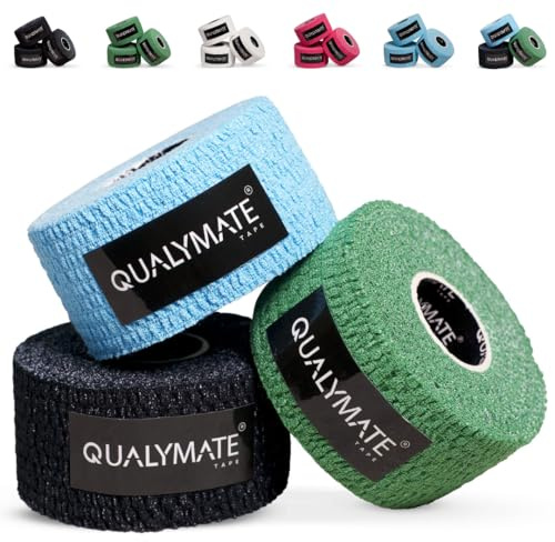 qualymate HookGrip Tape, Lifting Tape - 3,8cm breit x 6,9m lang, Extra Lang, 3 Rollen Hook Grip Tape, Tape für Crossfit, Weightlifting Tape, Gewichtheben, Thumb Tape