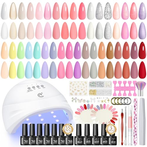 PEACECOLOR Kit Vernis Semi Permanent Complet - 35 Couleurs Vernis à Ongles avec Lampe UV/LED, Base et Top Coat Kit Ongle Gel UV Complet Nail Art Kit Manucure