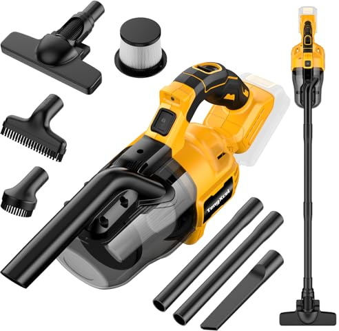 TengXcel Cordless Vacuum Compatible with Dewalt 20V MAX, 100AW Suction | Portable Hand Vacuum for Home Car Hardwood Floor Carpet, Handheld Electric Vacuum with Washable HEPA Filter(No Battery)