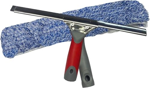 Bayersan Window Cleaning Tool Set – 14 Squeegee with Plastic Handle & Stainless Steel Channel + T-Bar Washer with Sleeve – Professional Glass Cleaner for Windows, Mirrors, Showers