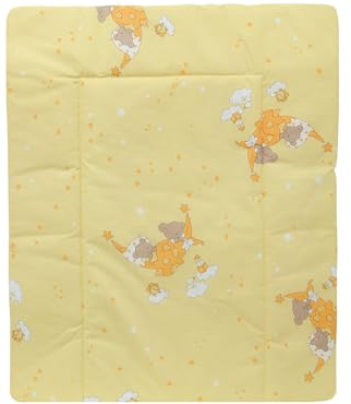 Baby Delux Wickelauflage Wickelunterlage 60x75 cm 75x70 cm weiche Wickeltischauflage Baumwolle wasserdicht waschbar (Teddy Hängematte gelb, 60x75)