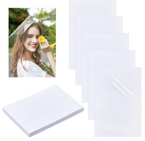 NBEADS 50 stycken kalllamineringsfolie, 16,2 x 11,1 cm A6 självhäftande lamineringsfolier transparent holografisk PVC skyddsfolie för kort foton klistermärken dokument